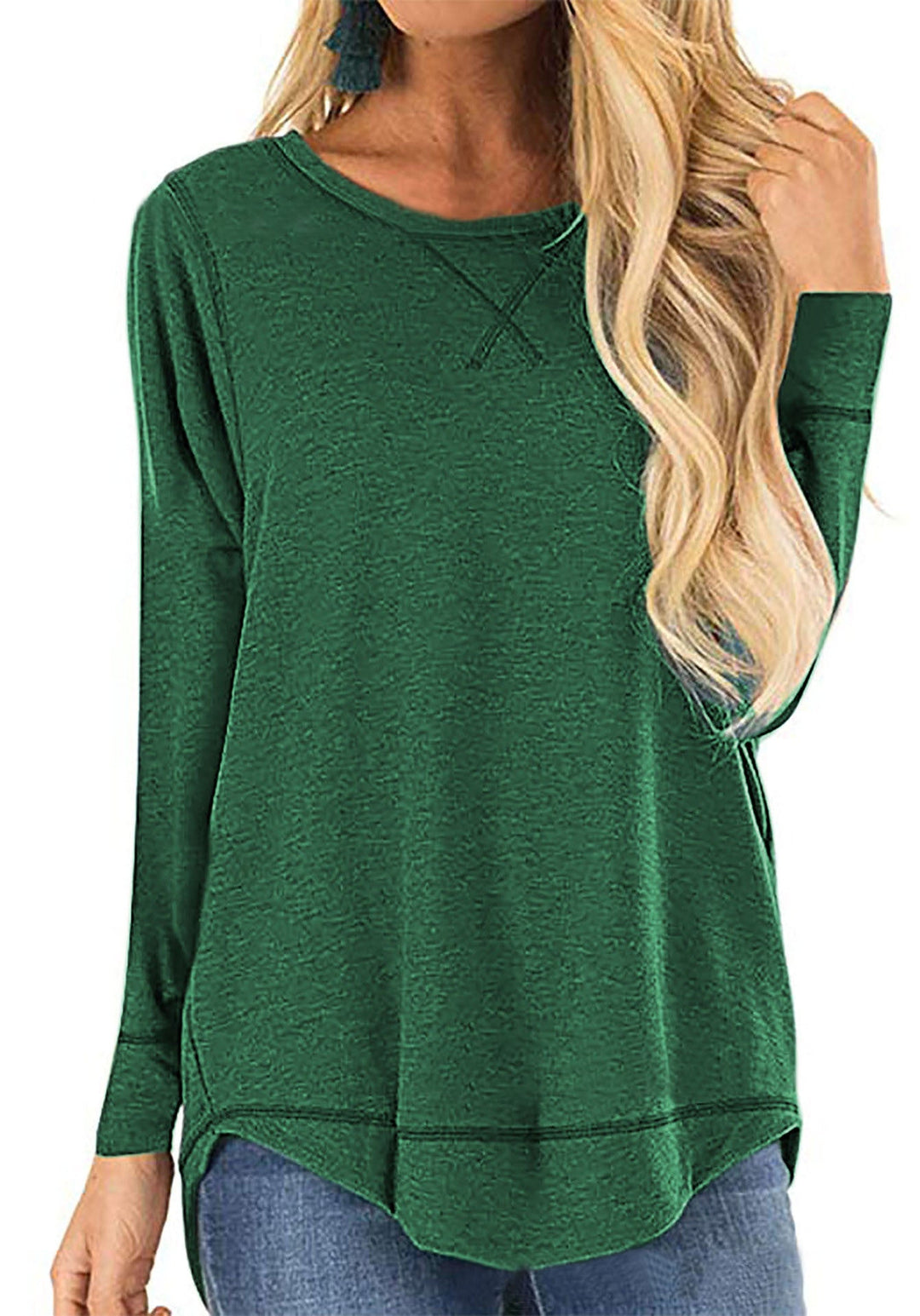 Damen Langarmshirt Bequem Baumwolle Trendy Seitenschlitze