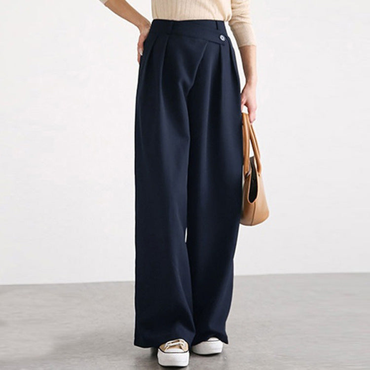 Damen Hose Elegant Weit Faltensaum