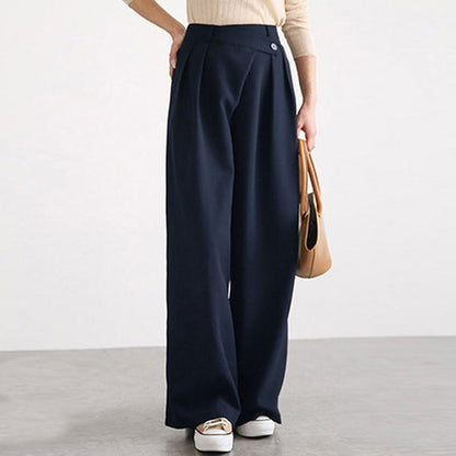 Damen Hose Elegant Weit Faltensaum