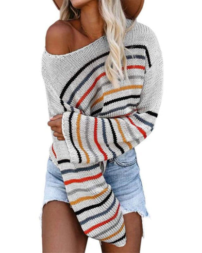 Damen Pullover Lässig Streifenmuster Trendy