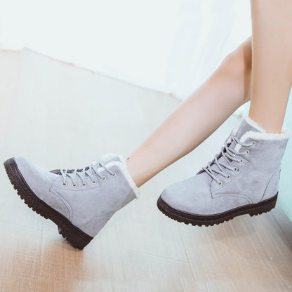 Stylische Knöchelstiefel Wildleder Schnürung