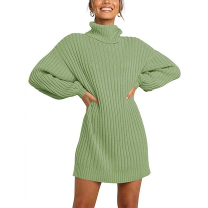 Damen Strickkleid Elegantes Design Weite Ärmel