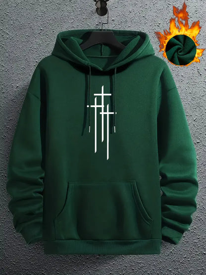 Herren Kapuzenpullover Cross-Print Trendy