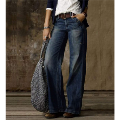 Hohe Damen-Hose Weite Beinpartie