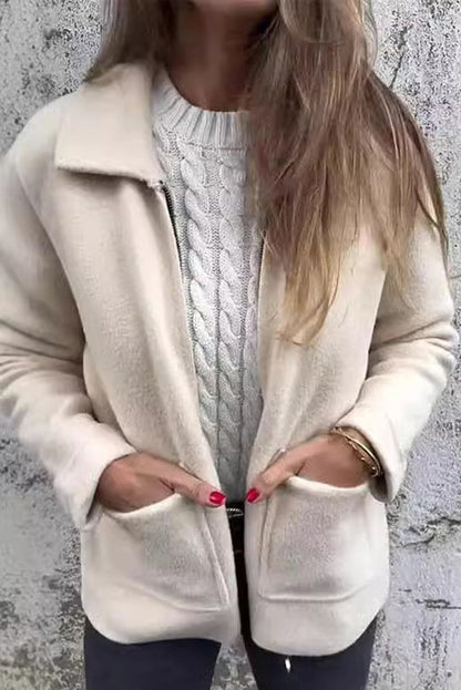Praktische Freizeitjacke Revers Tasche Reißverschluss