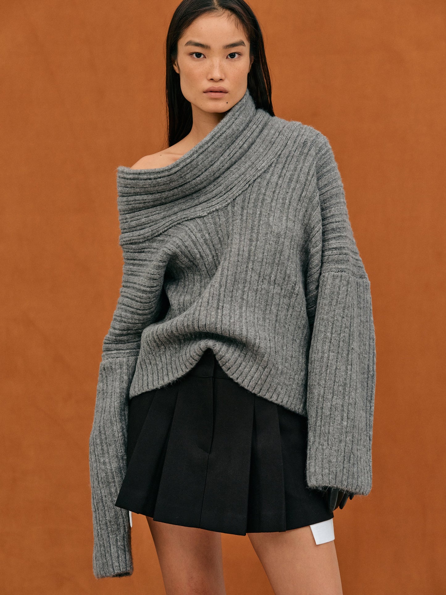 Große Damenkleid Übergröße Strick Off-Shoulder Mode