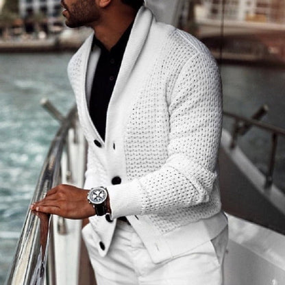 Herren Strickjacke Elegantes Design Schalkragen - IdealeKleiden