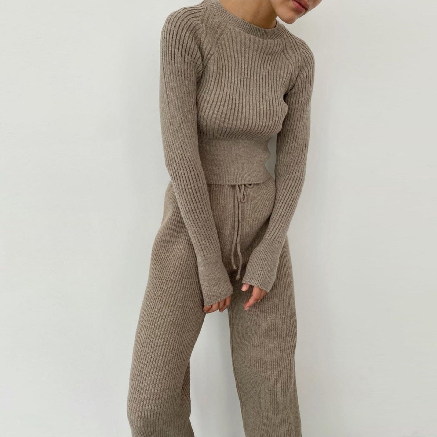 Damen Hosenanzug Weitbein Elegant Hochschließend