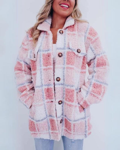 Warme Plaidjacke Polarfleece Damen