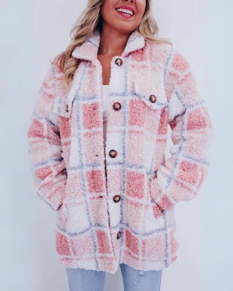 Warme Fleecejacke Plaid Design