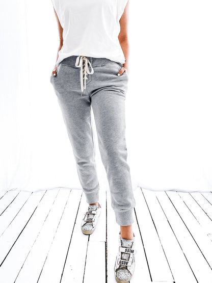 Damen Jogginghose Bequem Elastisch Mit Seitentaschen