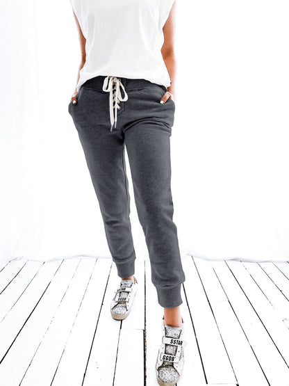 Damen Jogginghose Bequem Elastisch Mit Seitentaschen