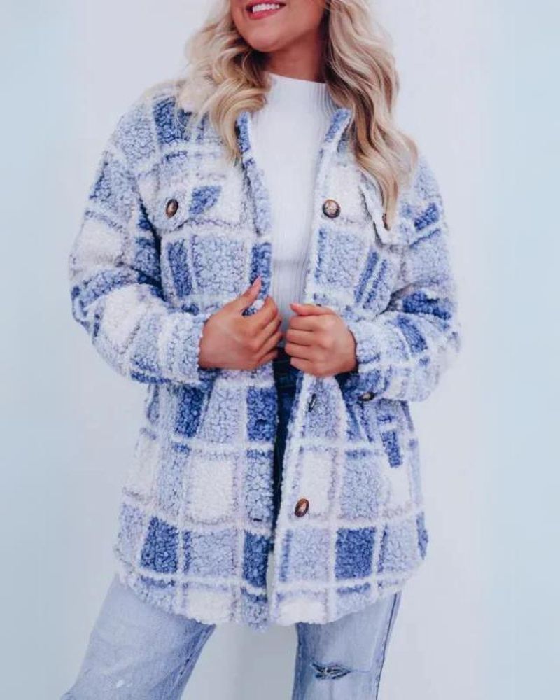 Warme Fleecejacke Plaid Design