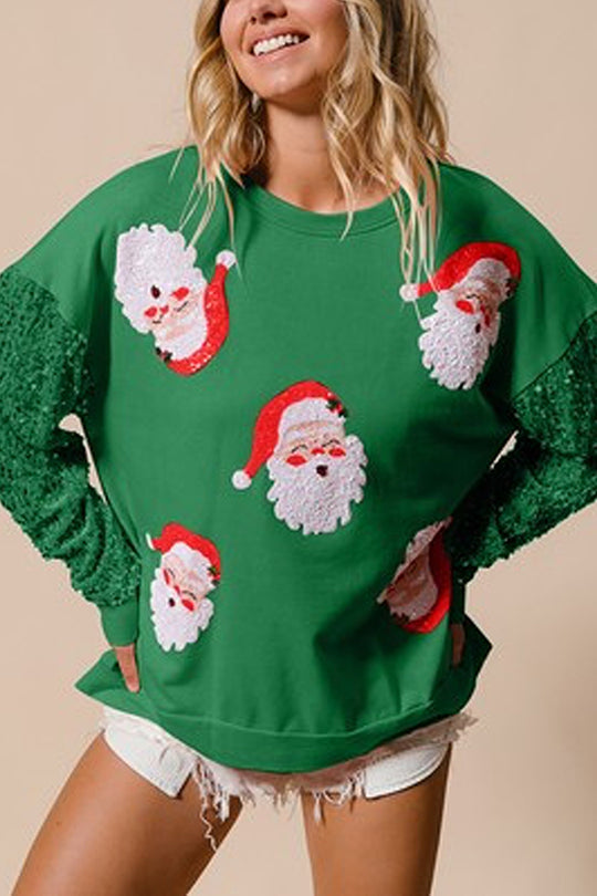 Weihnachtssweatshirt Lässig Glitzer Rundhals