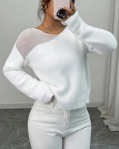 Stylisher Langarm Pullover Modern Damenschwarz
