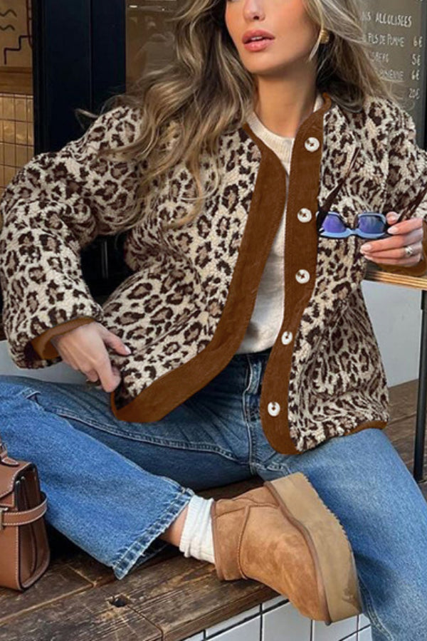 Leopard Jacke Kaschmir Weich Warm - IdealeKleiden