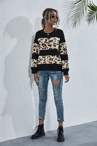 Damen Tiermuster Pullover Stilvolle Oberbekleidung