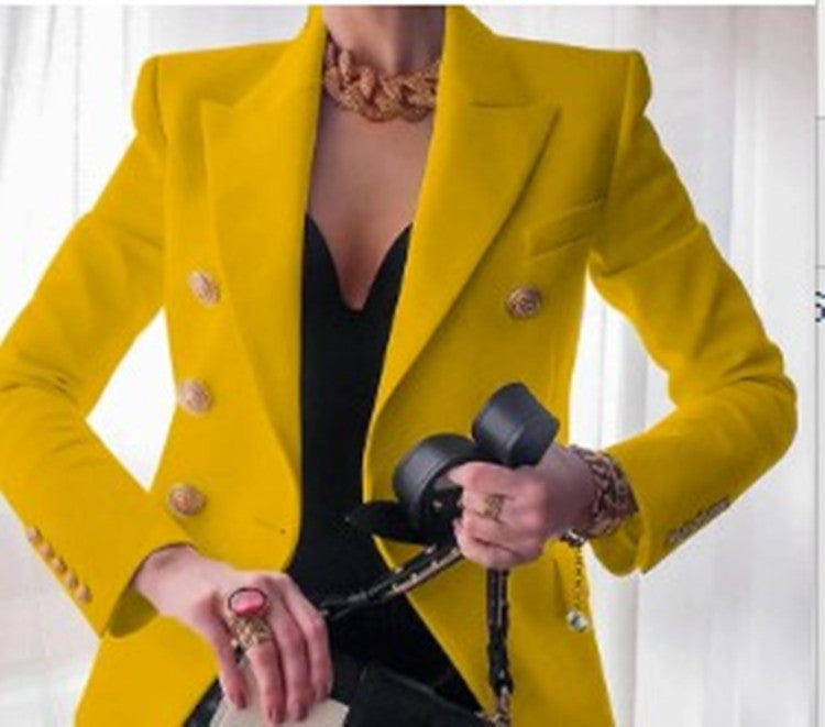 Damen Blazer Elegant Goldknöpfe Business Look