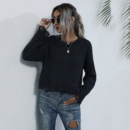 Damen Sweatshirt Trendy Glitzer Effekt - IdealeKleiden