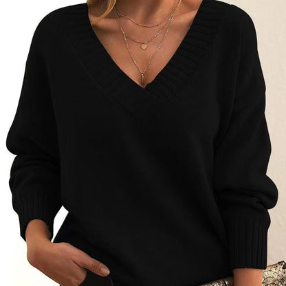 Modischer V-Ausschnitt Sweater Frauen