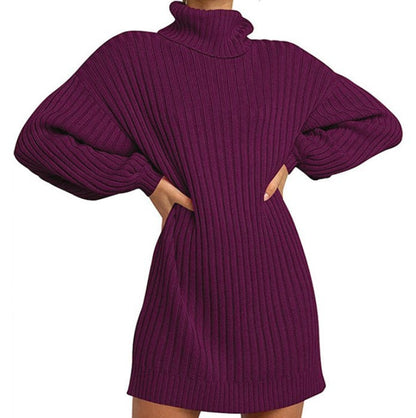 Damen Strickkleid Elegantes Design Weite Ärmel