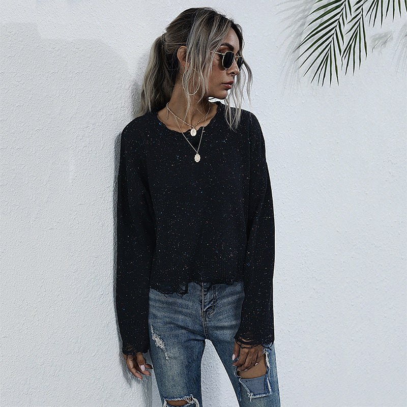 Damen Sweatshirt Trendy Glitzer Effekt