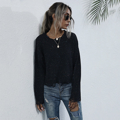 Damen Sweatshirt Trendy Glitzer Effekt