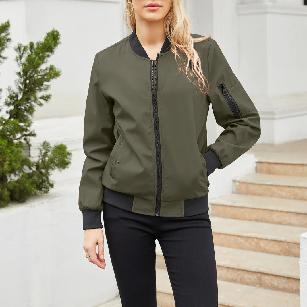 Modische Bomberjacke Frauen Lässig Stil