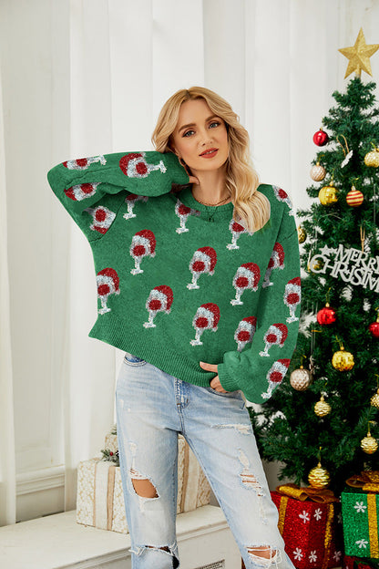Weihnachtskleid Warm Puffärmel Sweater