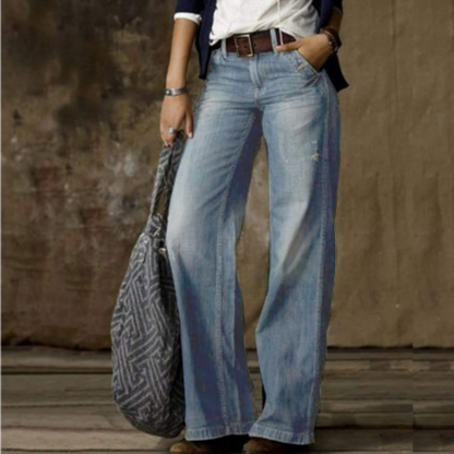 Hohe Damen-Hose Weite Beinpartie