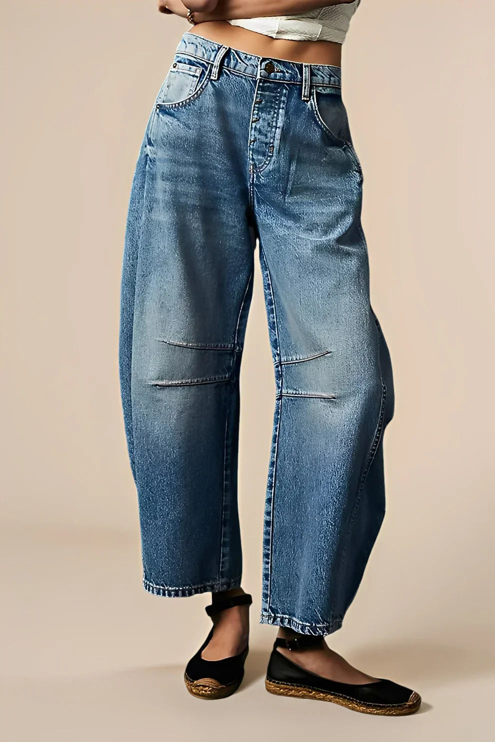 Damen Freizeitjeans Bequem Weite Passform
