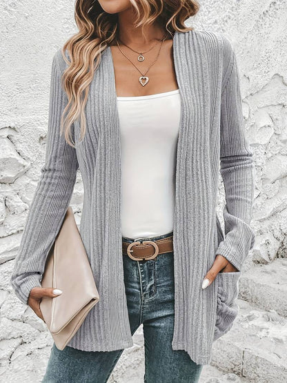 Damenschal Cardigan Offen Vorne 2 Taschen