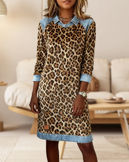 Elegantes Kleid Leopardenmuster Damen - IdealeKleiden