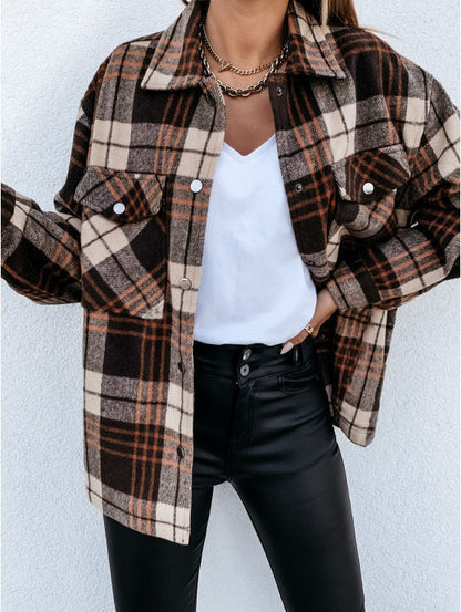 Große Overshirt Flanell Karomuster Lässig - IdealeKleiden