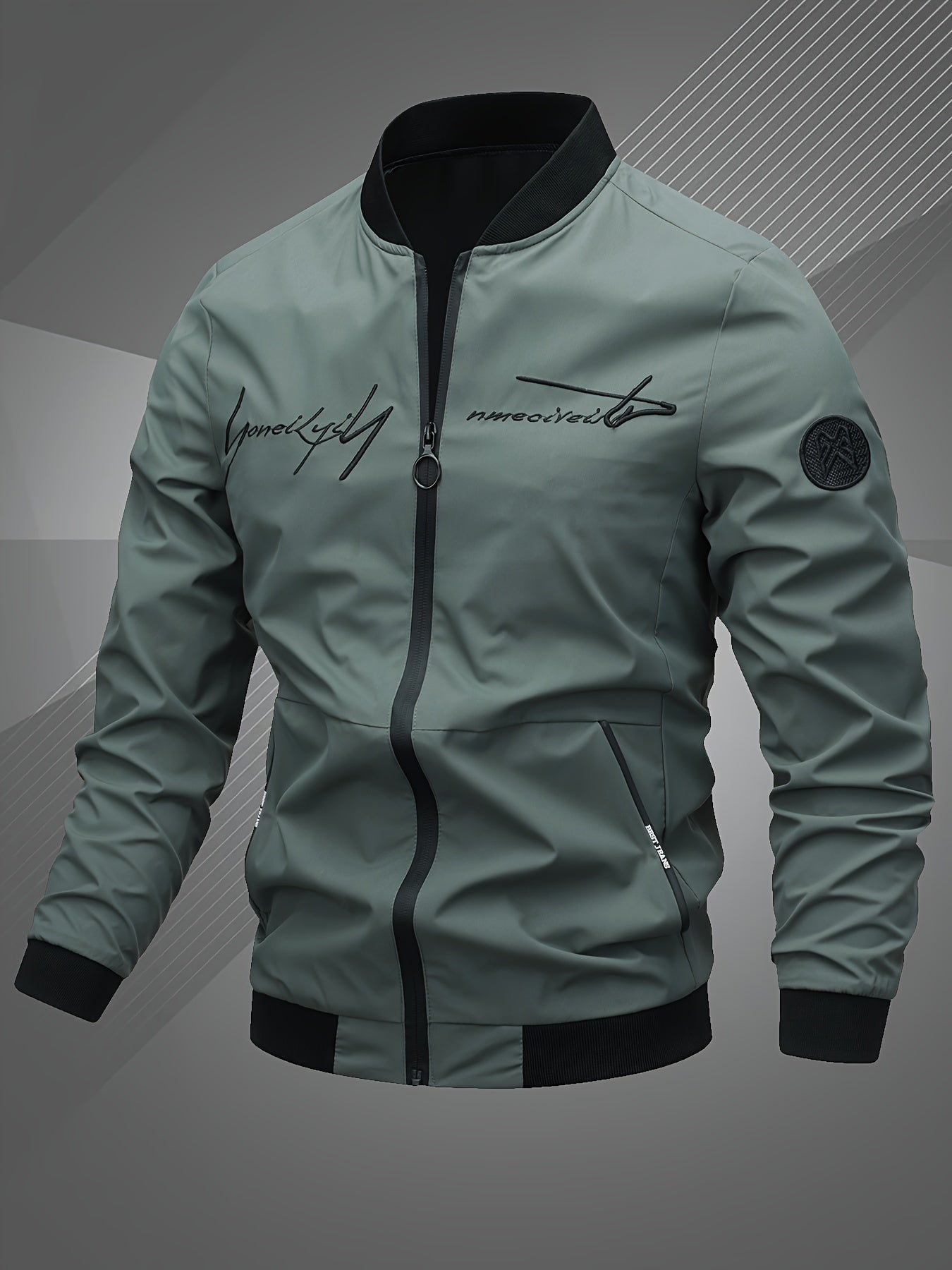 Stylische Herren Bomberjacke mit Monogramm Stickerei