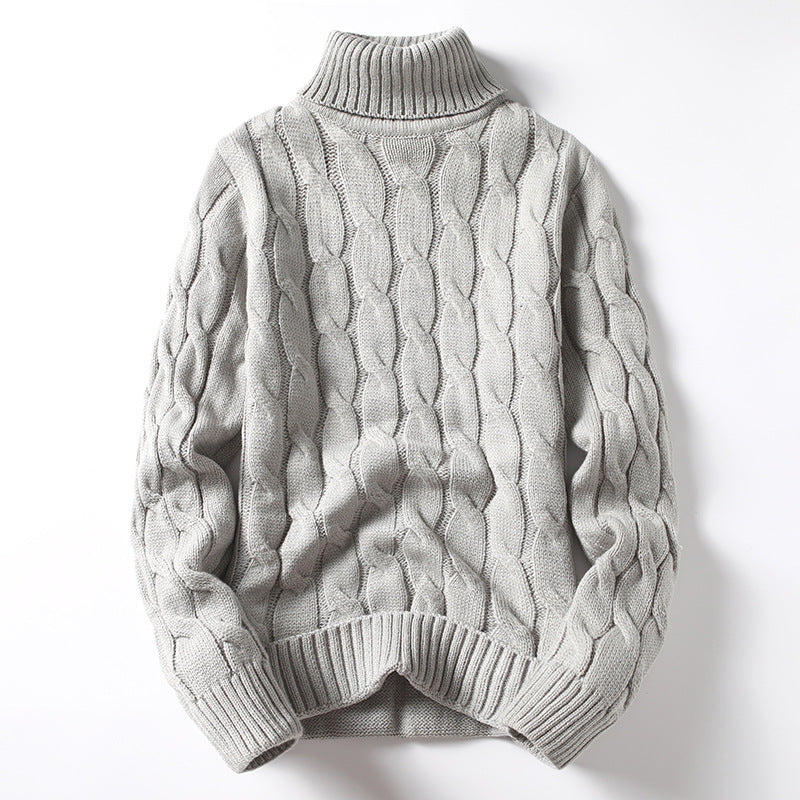 Herren Strickpullover Rollkragen Zopfmuster Elegante Mode