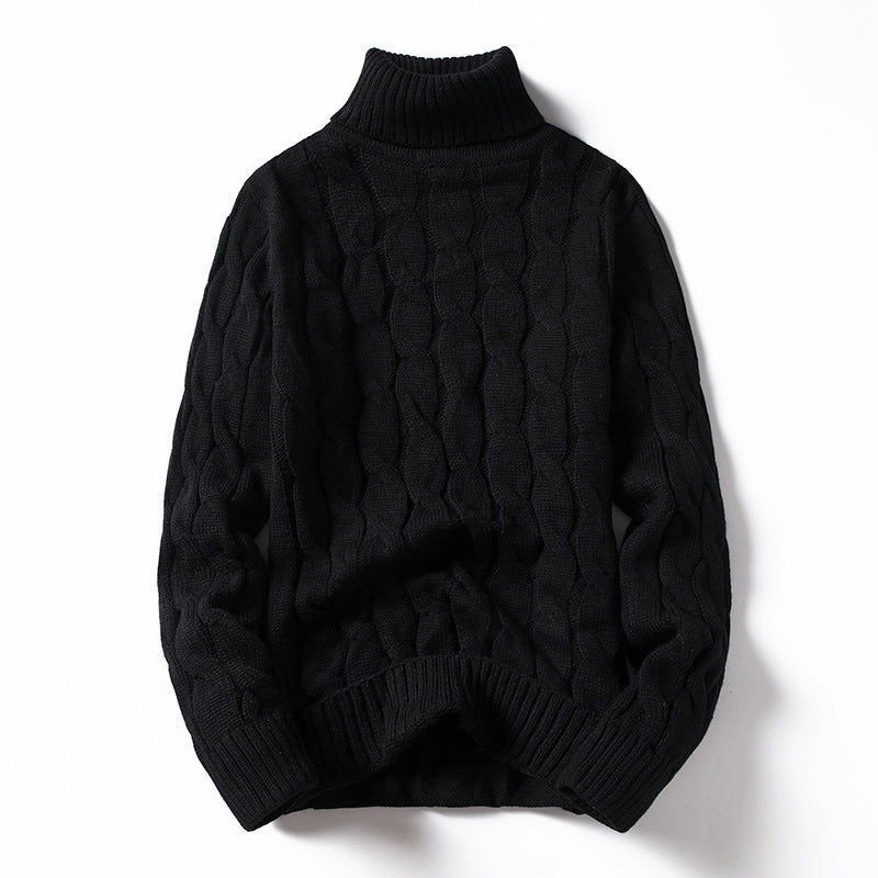 Herren Strickpullover Rollkragen Zopfmuster Elegante Mode