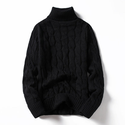 Herren Strickpullover Rollkragen Zopfmuster Elegante Mode