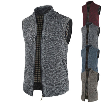 Herren Strickweste Modern Stehkragen Reißverschluss - IdealeKleiden