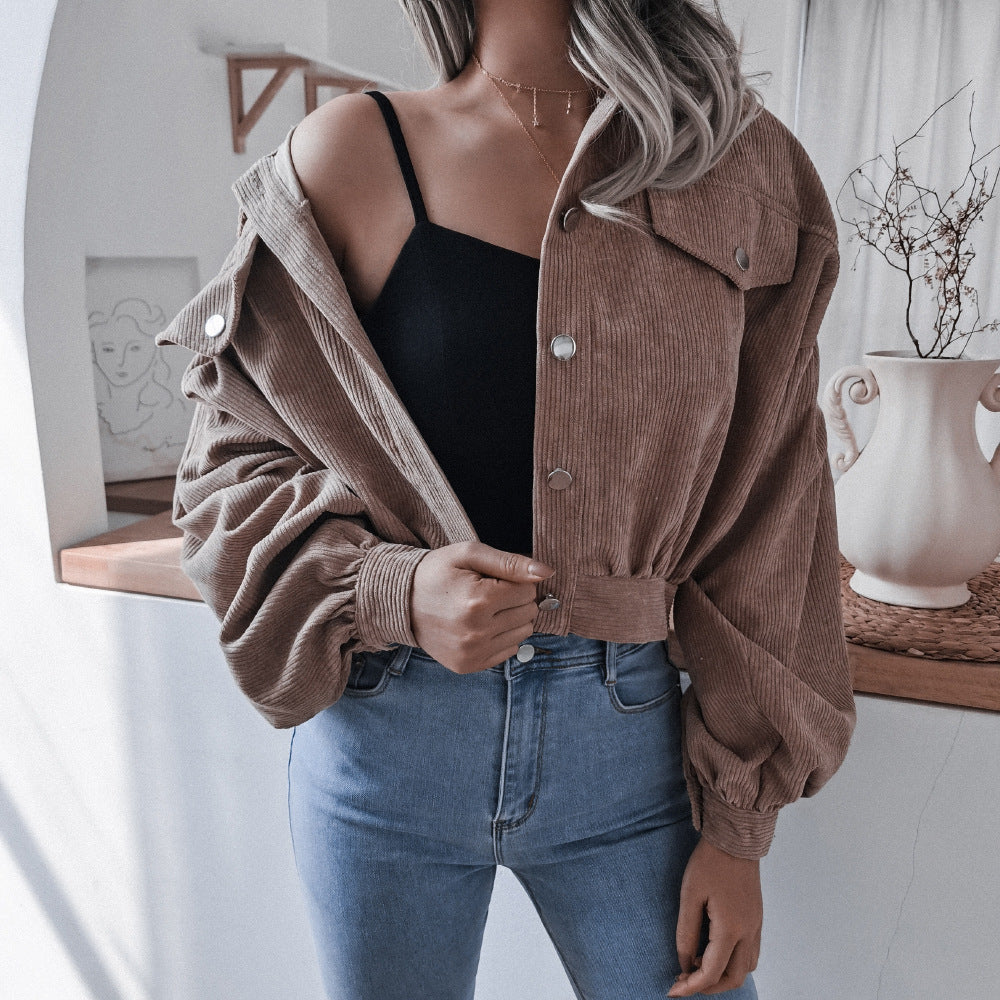 Modische Cordjacke Damen Kurz & Stylish