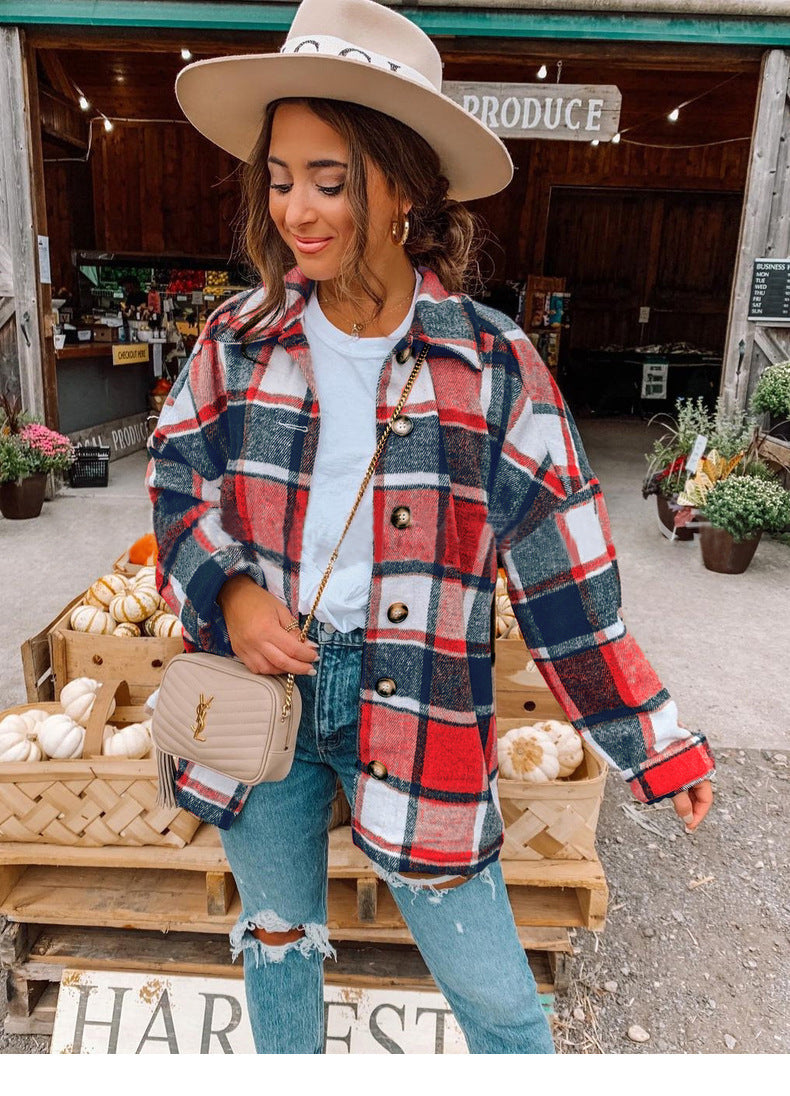 Weiches Flanell-Kleid Karo Muster Lockere Fit