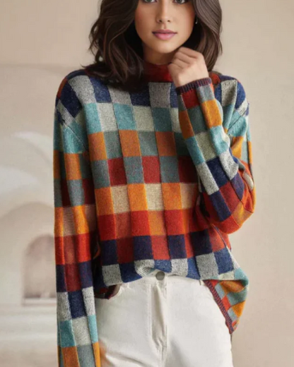 Kaschmir Pullover Luxus Patchwork Rollkragen