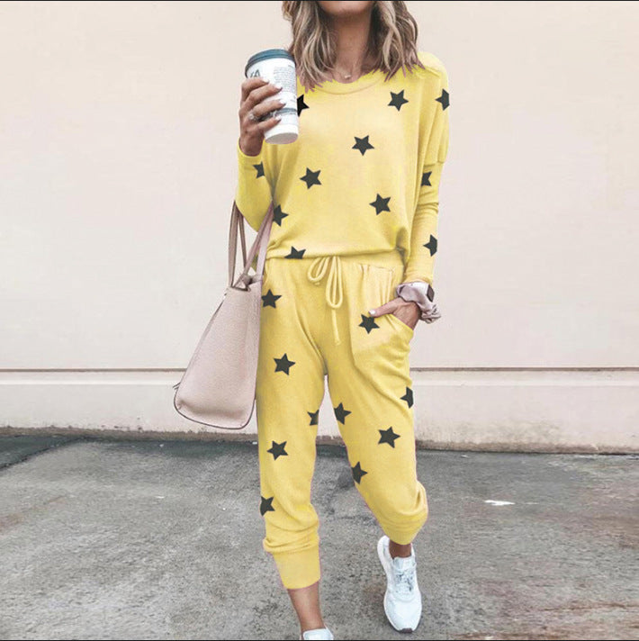 Damen Sweatpants-Set Sternen-Muster Elastisch Bequem