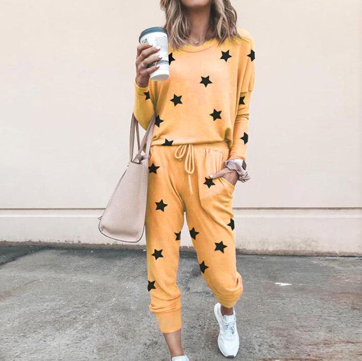Damen Sweatpants-Set Sternen-Muster Elastisch Bequem