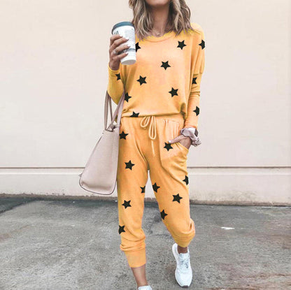 Damen Sweatpants-Set Sternen-Muster Elastisch Bequem