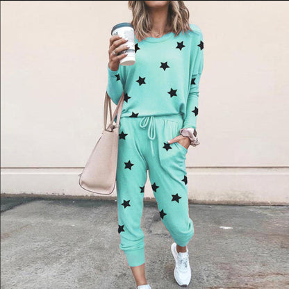 Damen Sweatpants-Set Sternen-Muster Elastisch Bequem