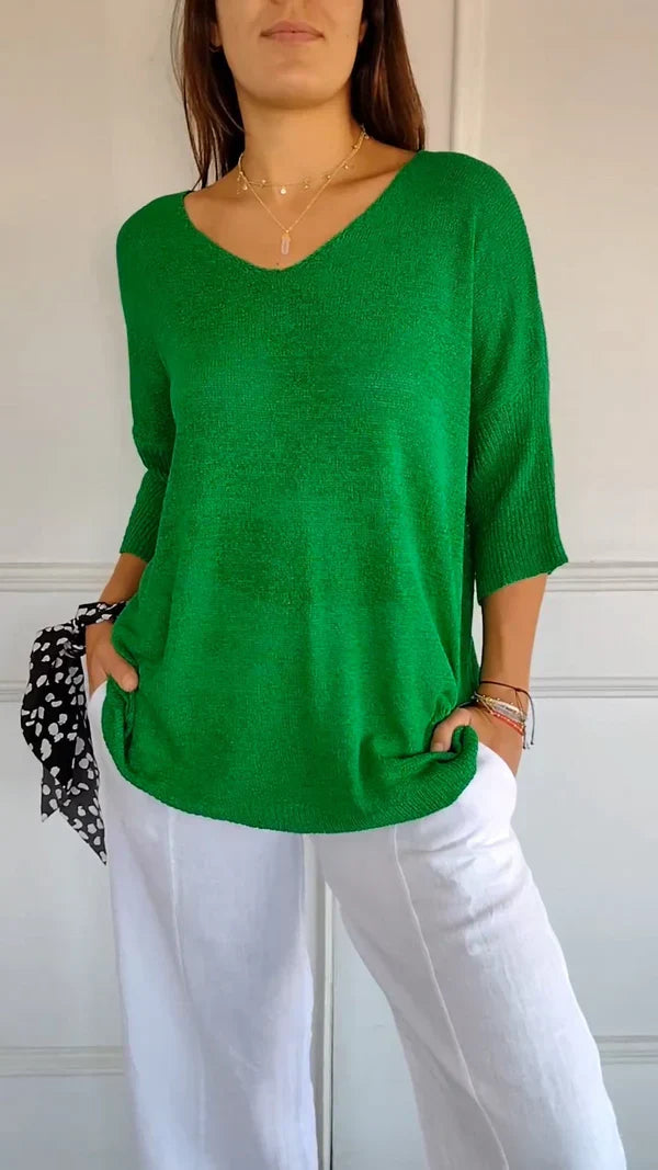 Elegantes Damen-Top V-Ausschnitt Modern
