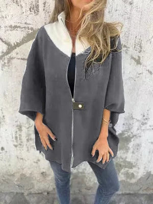 Stylische Stehkragenjacke Kurz Reißverschluss