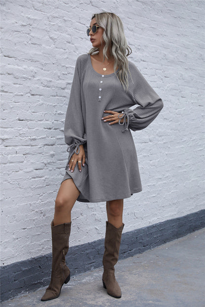 Damen Waffel-Pullover-Kleid Bequem Stylish