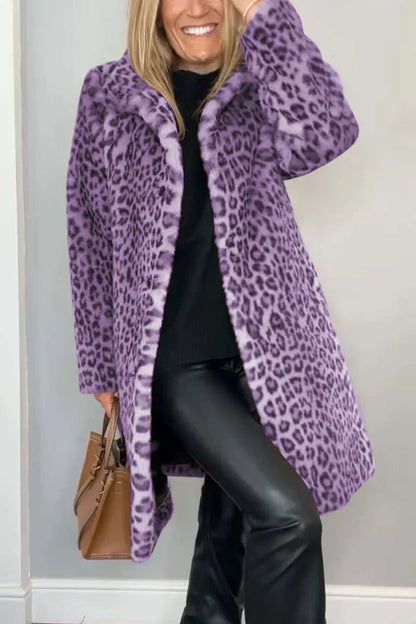 Damen Wintermantel Tiermuster Trendy